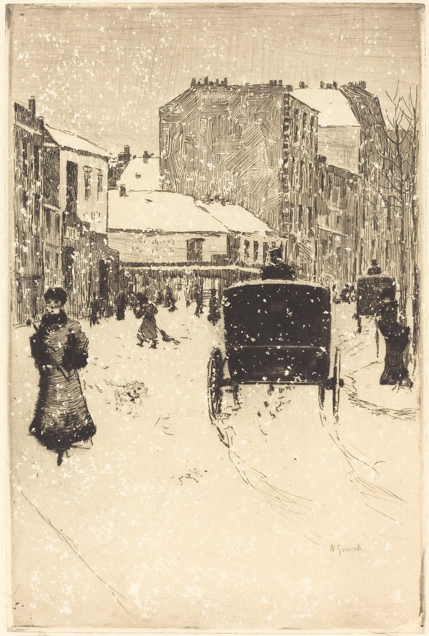 Boulevard Clichy im Schnee von Norbert Goeneutte