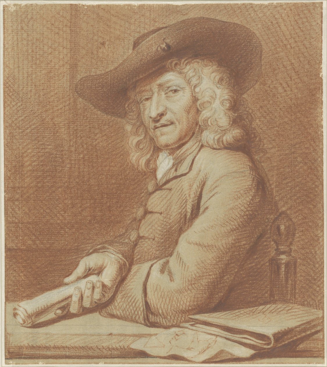 Porträt des Zeichners Jan Pietersz. Zoomer, mit Hut und Papierrolle von Norbert van Bloemen
