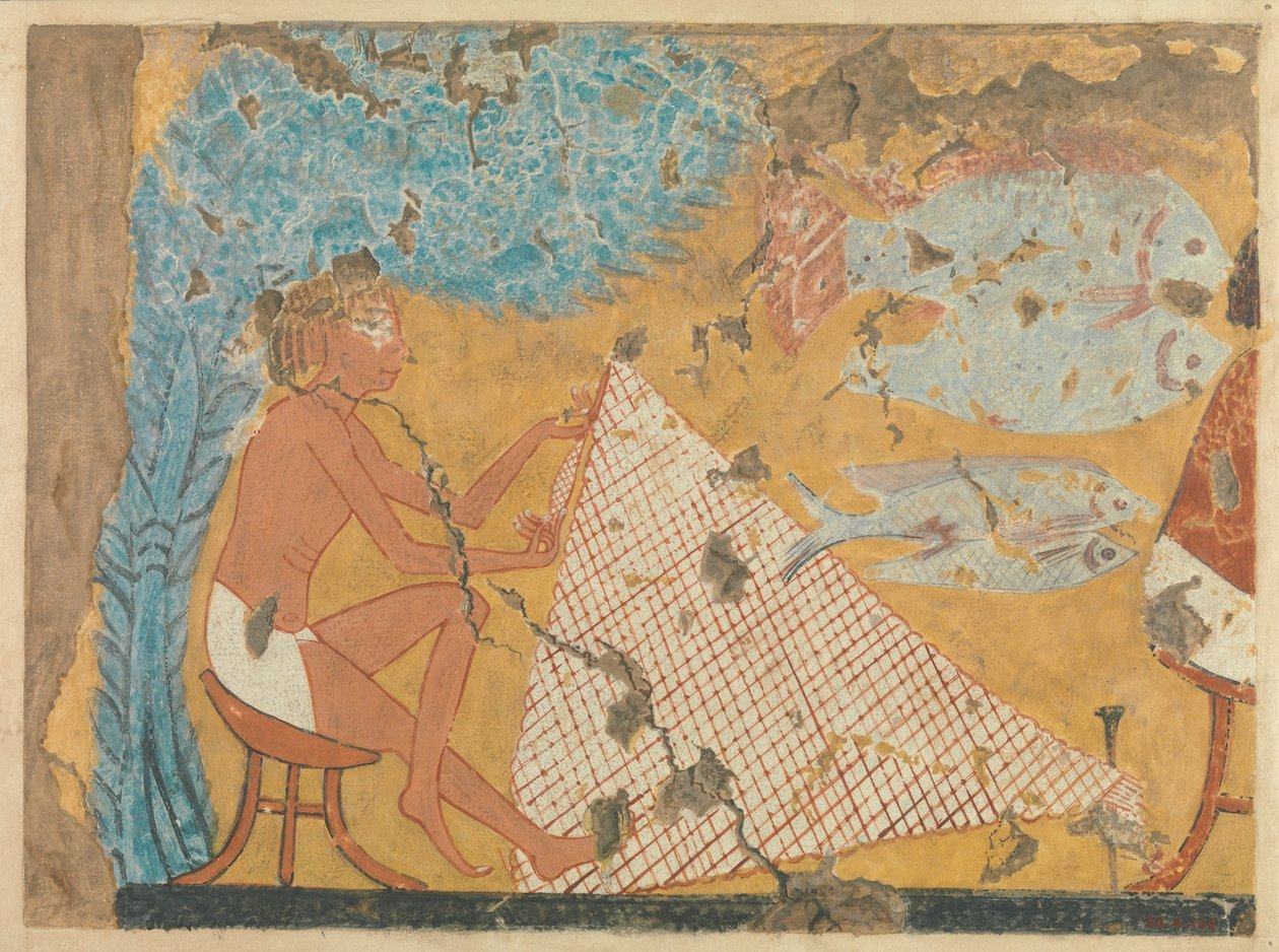 Mann, der ein Netz macht, Grab des Ipuy, ca. 1295–1213 v. Chr. von Norman de Garis Davies