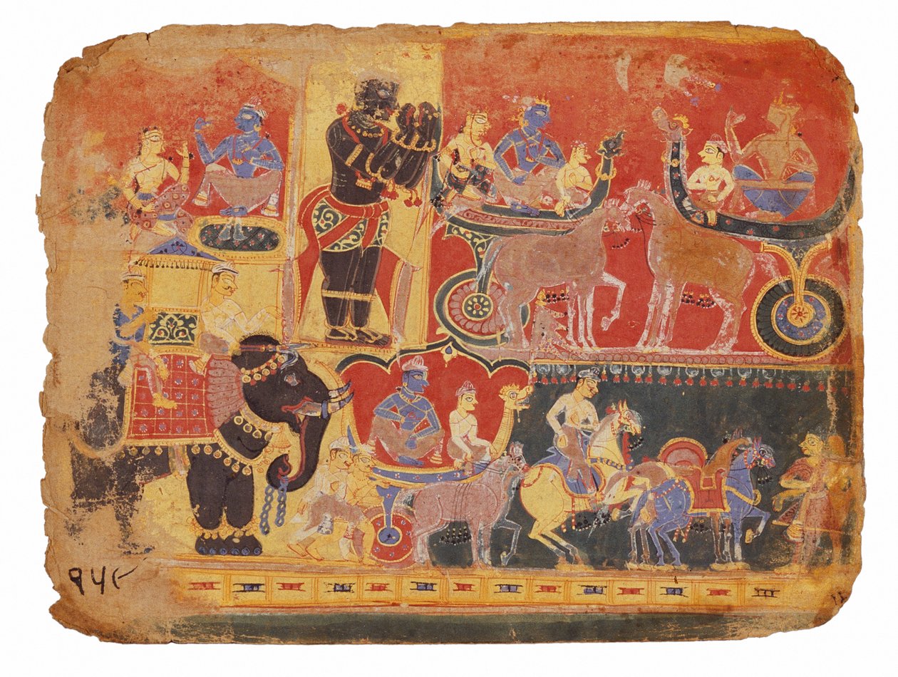 Illustration für Bhagavata Purana, die Rukmini-Haran, erste Hälfte des 16. Jahrhunderts von North Indian School