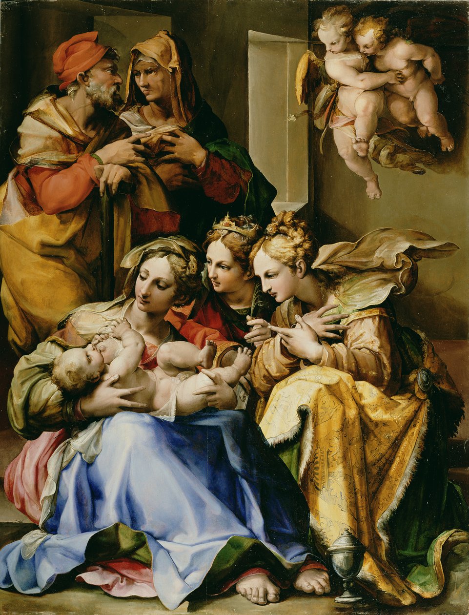 Heilige Familie mit den Heiligen Anna, Katharina von Alexandria und Maria Magdalena, ca. 1560-9 von Nosadella