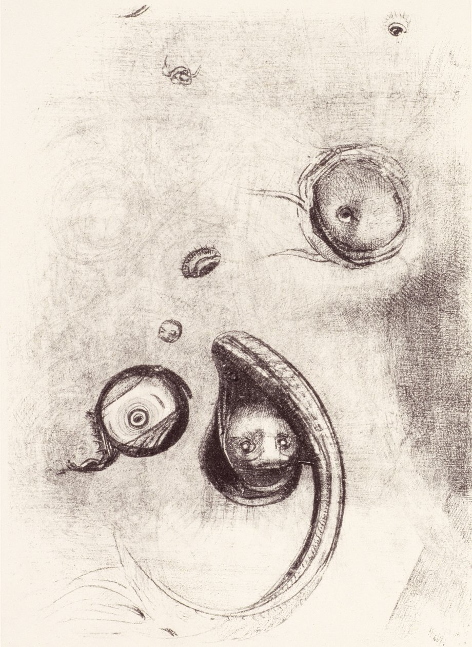 Und einige Augen ohne Köpfe, die wie Mollusken schweben, aus La Tentation de Saint-Antoine (Tafel XIII) 1896 von Odilon Redon
