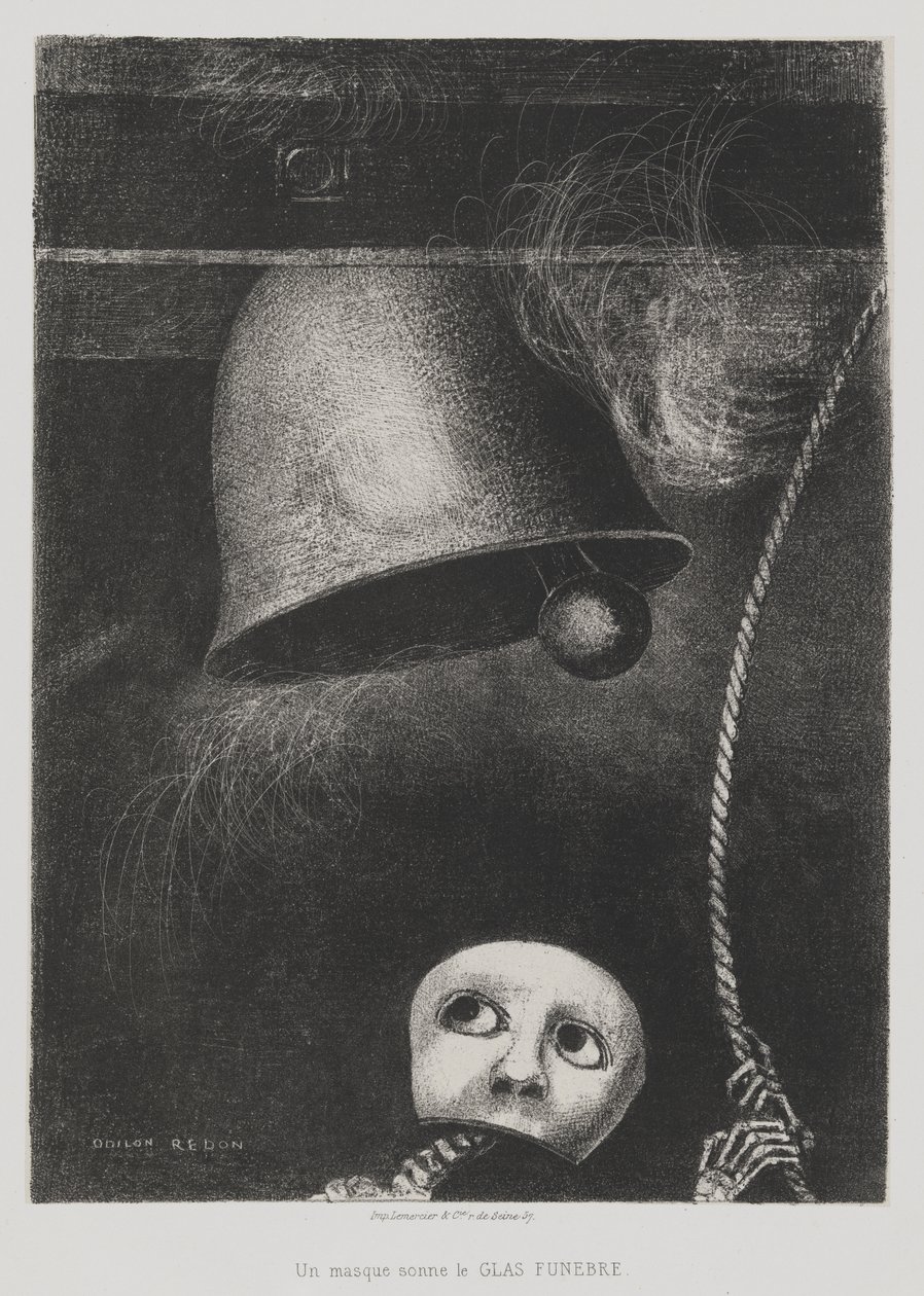 An Edgar Poe (Eine Maske läutet den Todesglockenschlag) von Odilon Redon