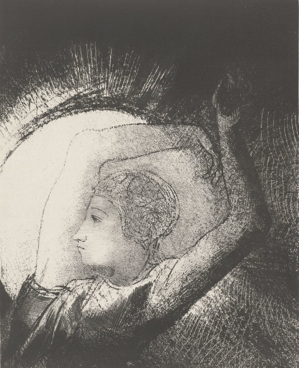 Eine Frau bekleidet von der Sonne, 1899 (Druck) von Odilon Redon