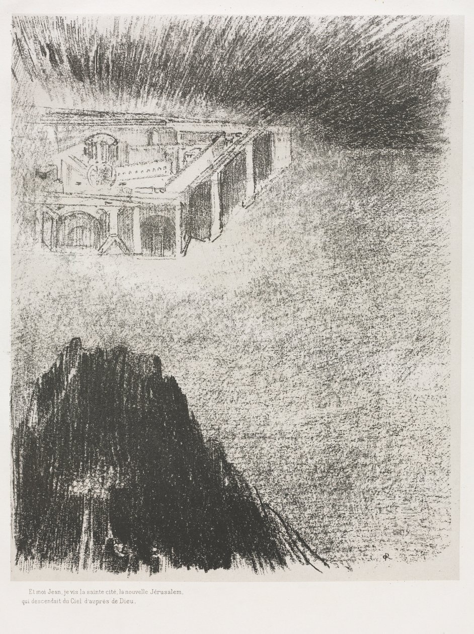 Und ich, Johannes, sah die heilige Stadt, das neue Jerusalem, von Gott aus dem Himmel herabkommen von Odilon Redon