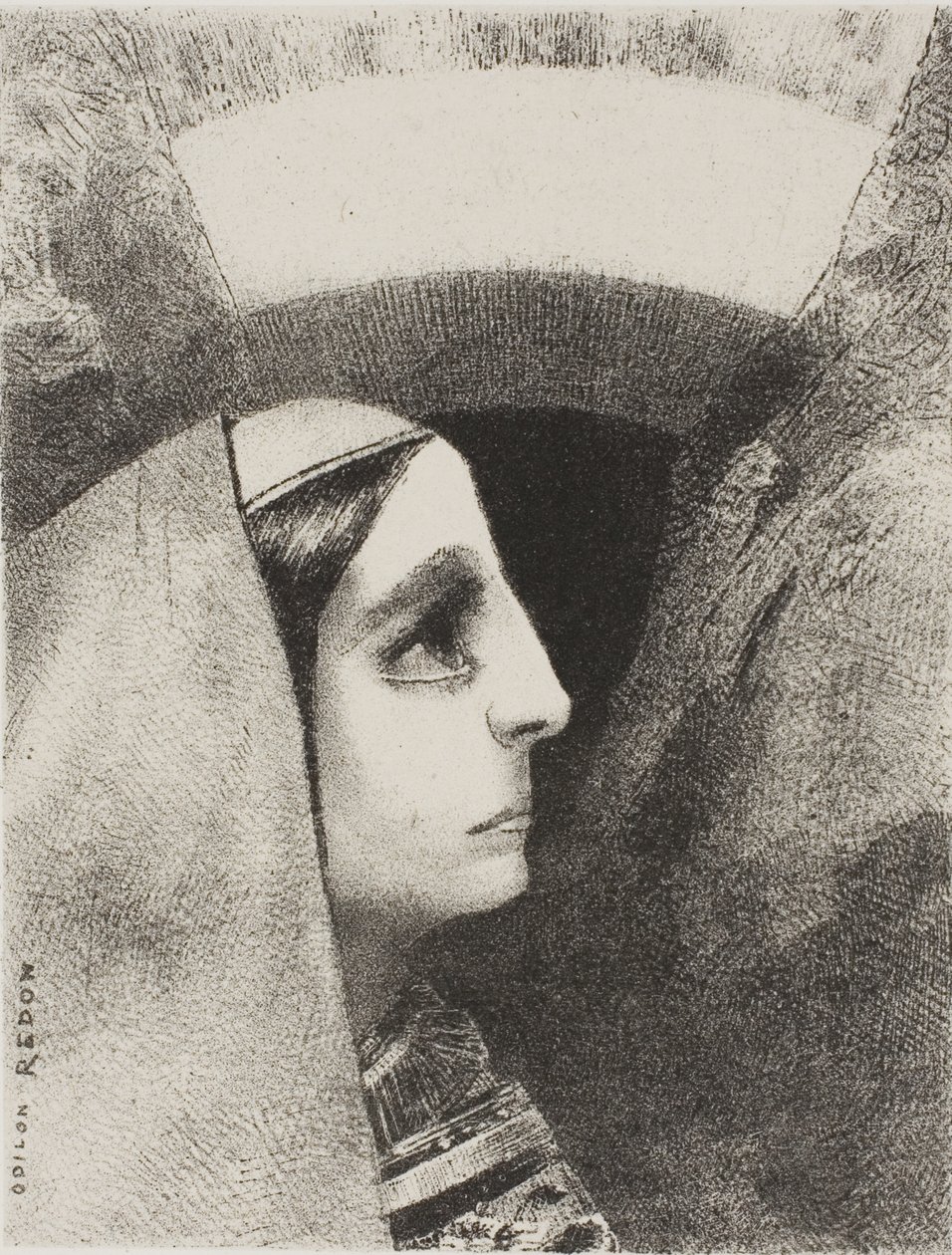 Vor der schwarzen Sonne der Melancholie erscheint Lenore, Platte zwei aus An Edgar Poe von Odilon Redon