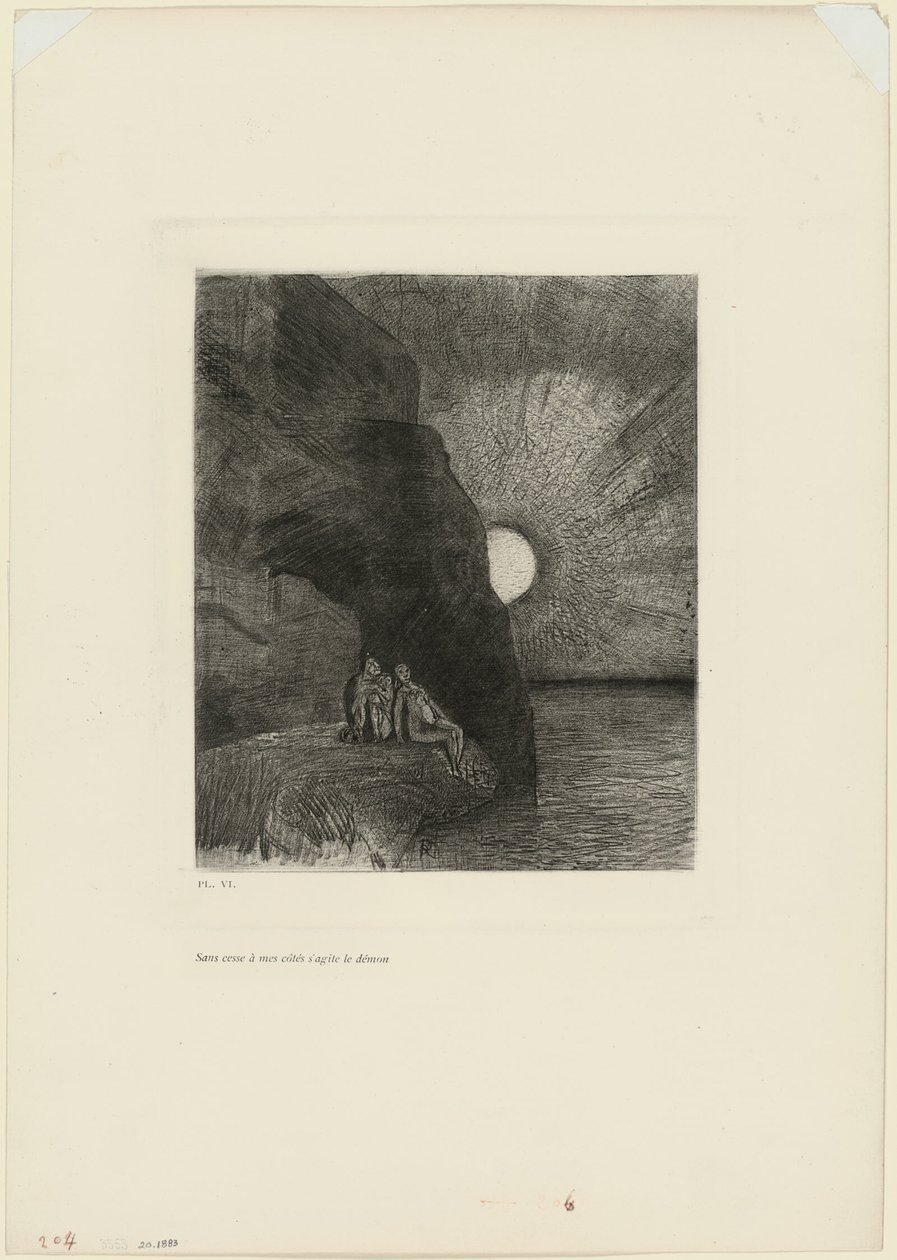 Unaufhörlich an meiner Seite rührt der Dämon, Platte 7 aus Charles Baudelaires Die Blumen des Bösen von Odilon Redon