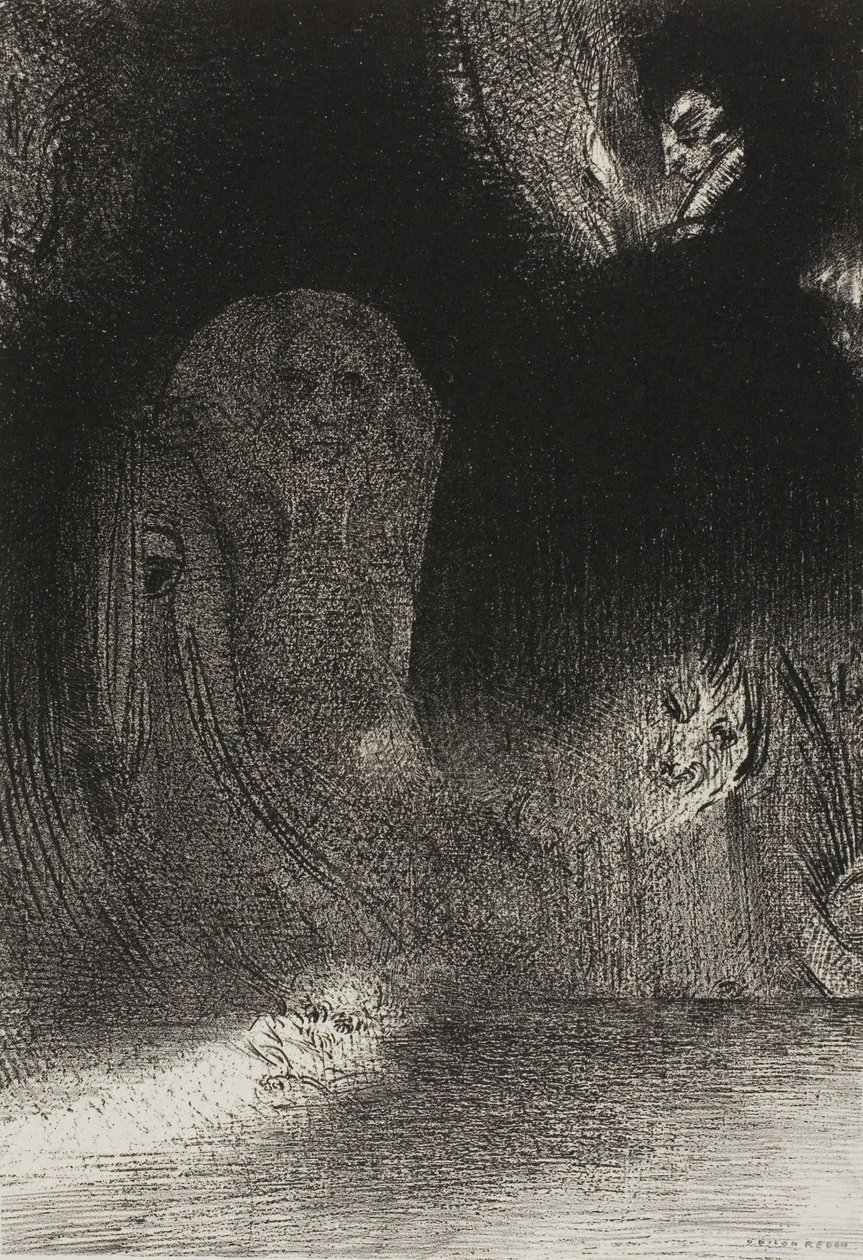 Ich habe manchmal am Himmel gesehen, was wie Formen von Geistern aussah, Platte 21 von 24 von Odilon Redon