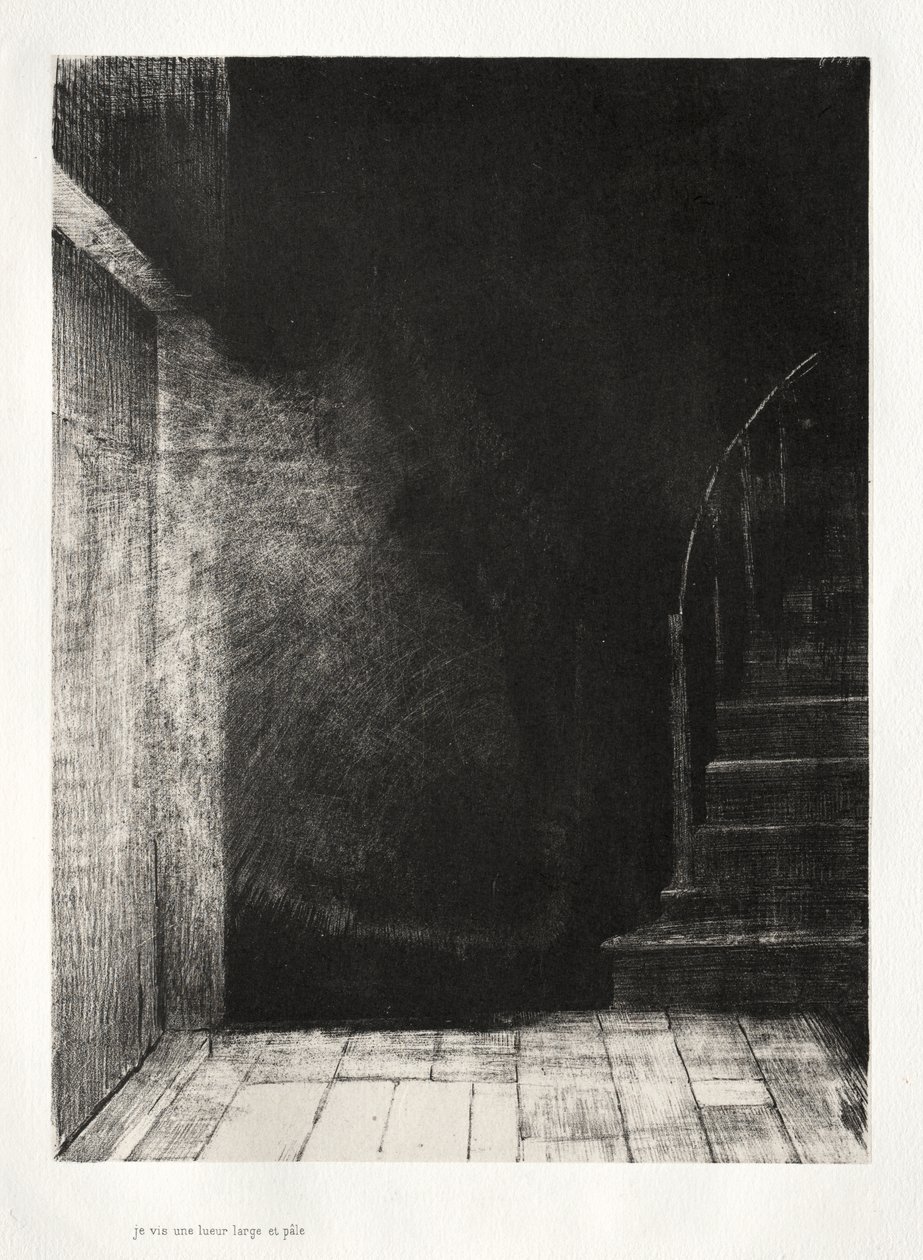 Ich sah einen Lichtblitz, groß und blass von Odilon Redon