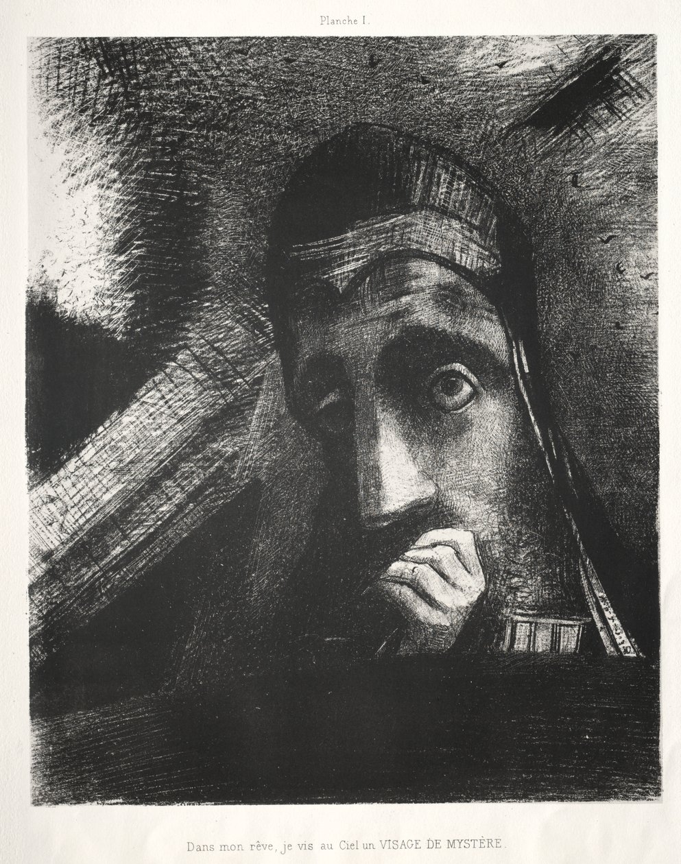 In meinem Traum sah ich am Himmel ein geheimnisvolles Gesicht von Odilon Redon