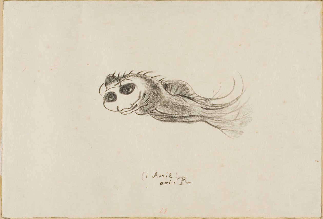 Menü eines Abendessens für französische Lithographen, 1. April 1887 von Odilon Redon