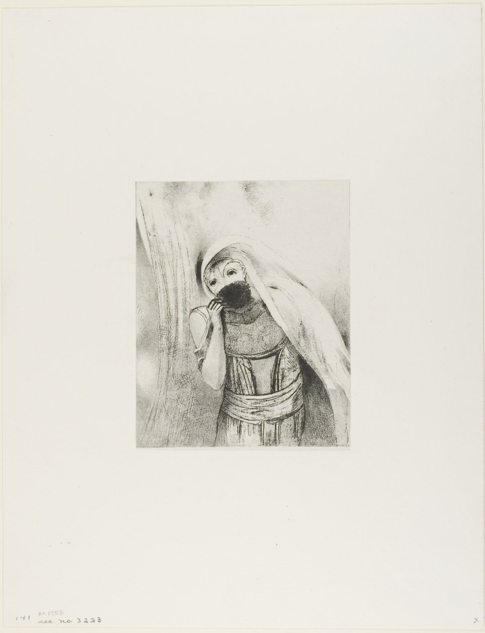 Sie zieht aus ihrem Busen einen Schwamm, vollkommen schwarz, und bedeckt ihn mit Küssen, Platte 8 von 24 von Odilon Redon