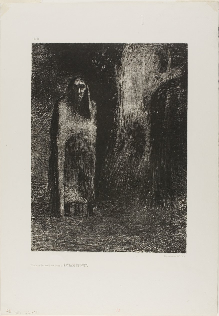 Der Mann war allein in einer Nachtlandschaft, aus Nacht von Odilon Redon