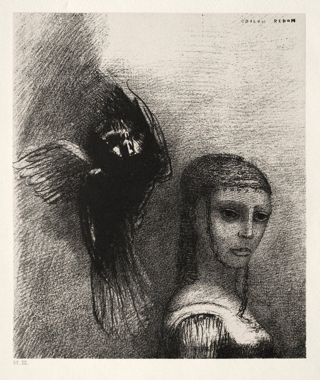 Die Versuchung des heiligen Antonius Erste Serie: Und ein großer Vogel, der vom Himmel herabsteigt..., 1888 von Odilon Redon