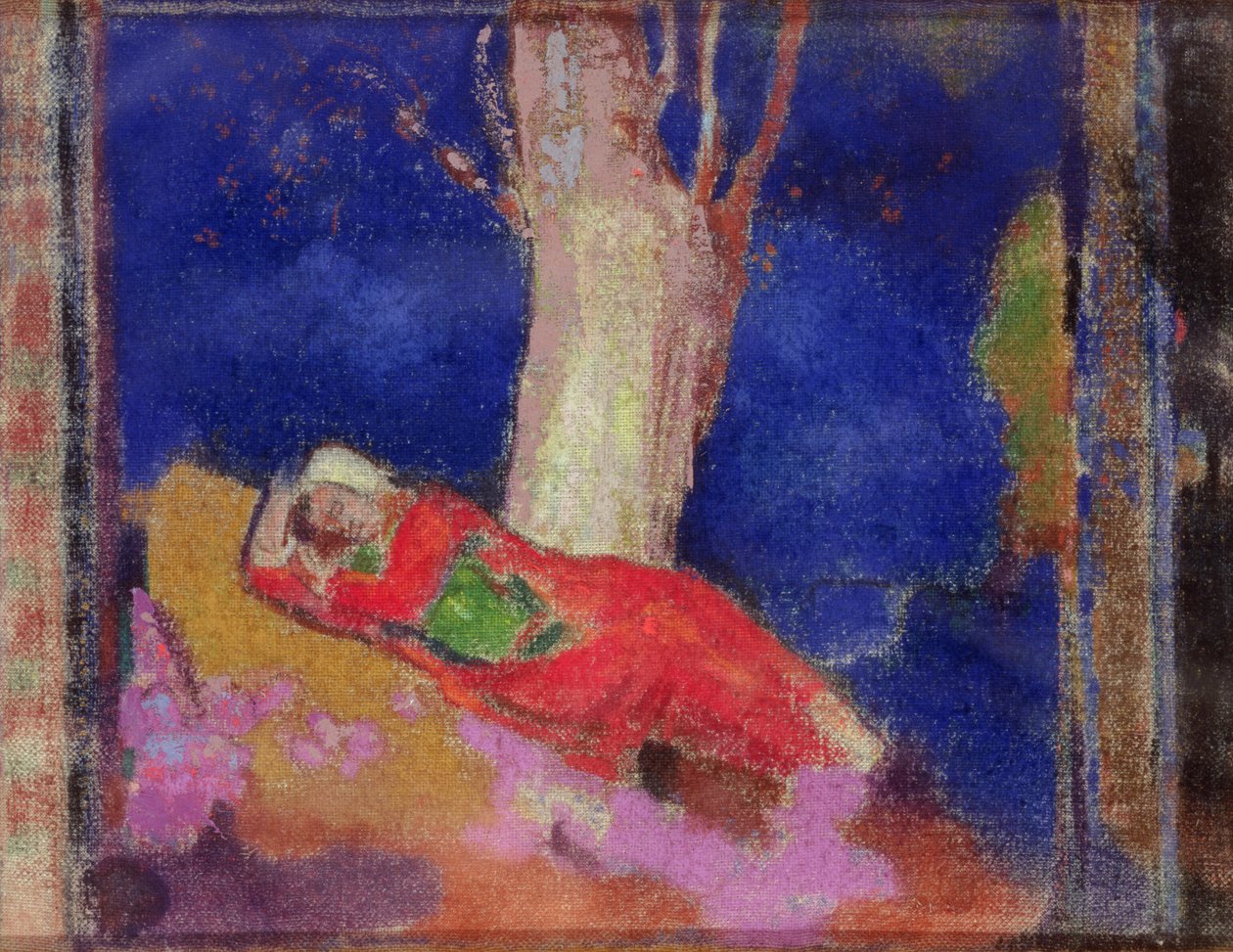 Schlafende Frau unter einem Baum von Odilon Redon
