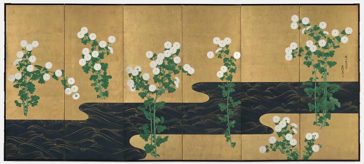 Chrysanthemen an einem Bach, spätes 18. - frühes 19. Jahrhundert von Ogata Korin