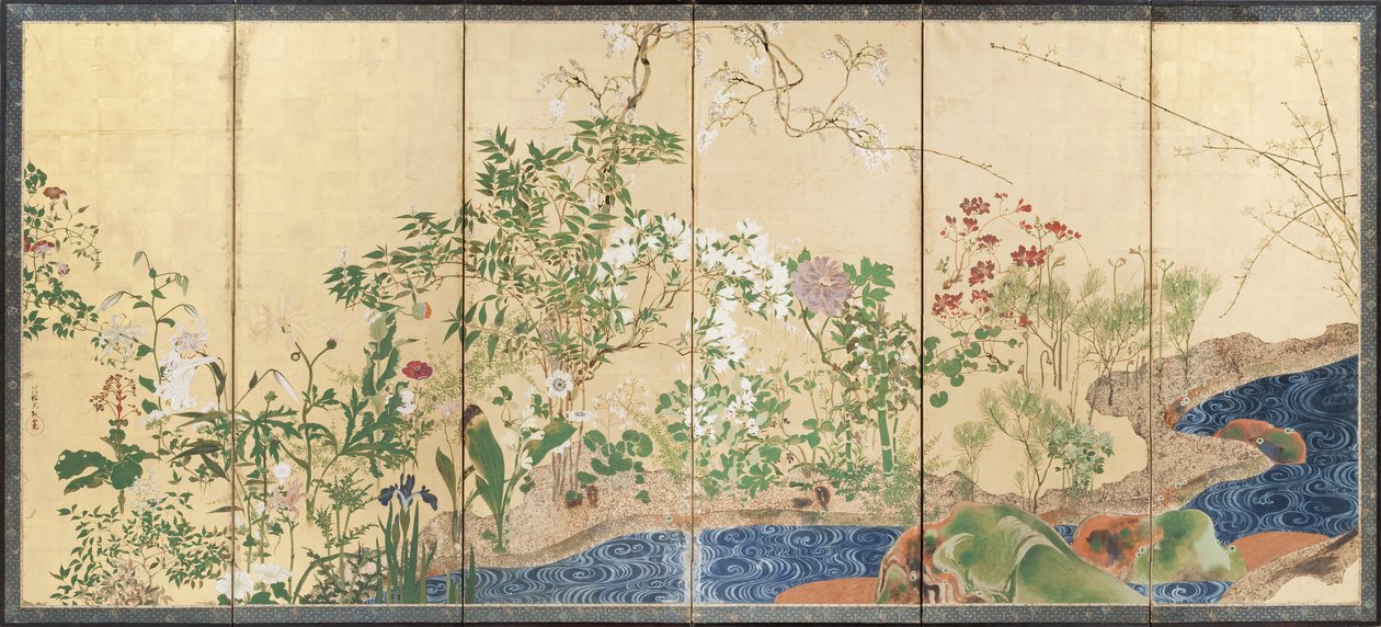 Blumen des Frühlings und Herbstes von Ogata Korin
