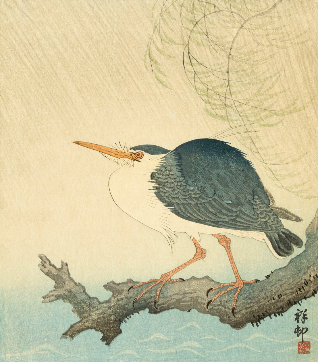 Reiher im Sturm, von dem japanischen Künstler Ohara Koson von Ohara Koson