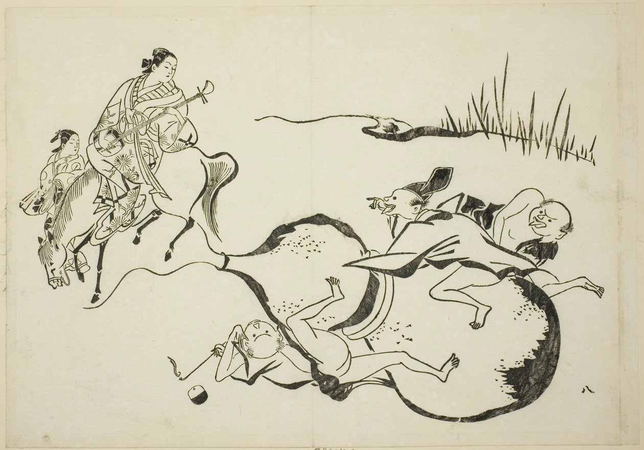 Eine unmögliche Tat von imaginären Männern, Nr. 8 aus einer Serie von 12 Drucken von Okumura Masanobu