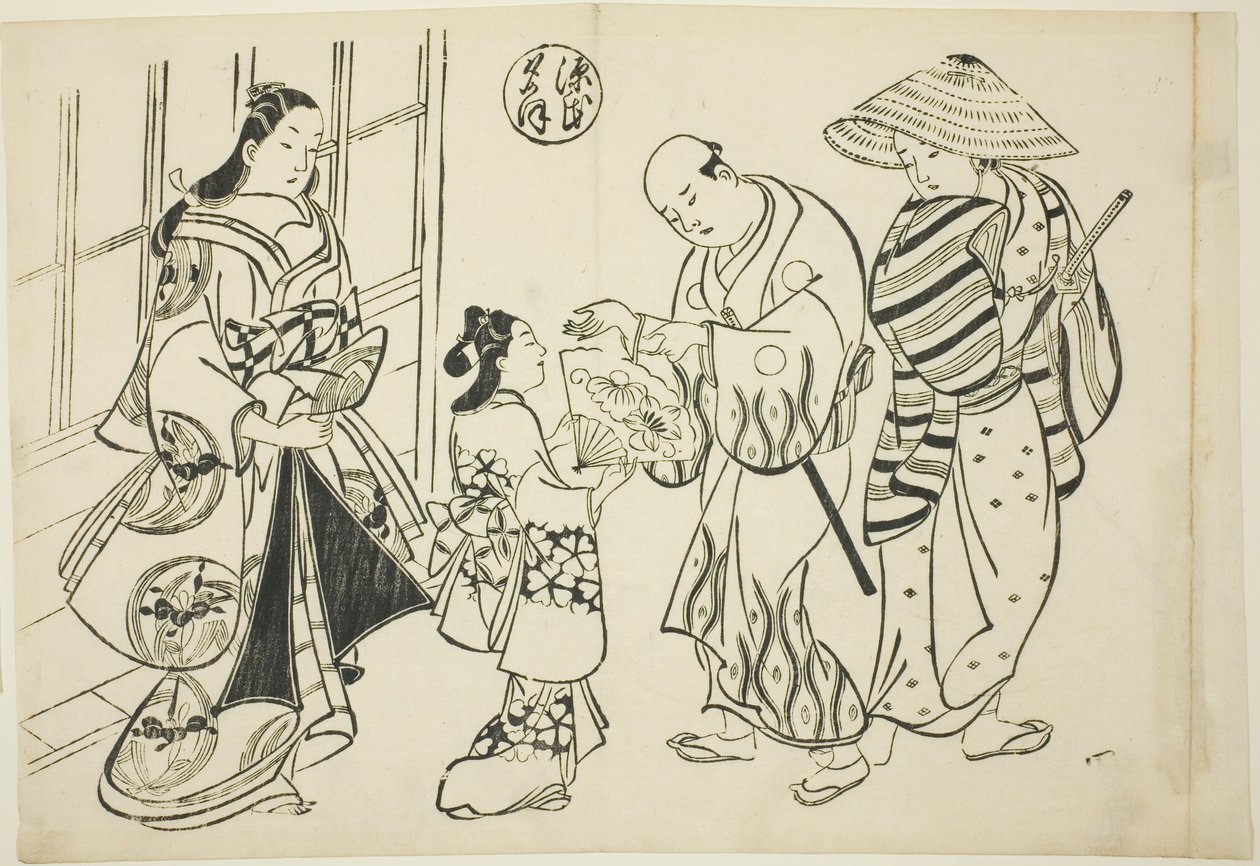 Das Yugao-Kapitel aus "Die Geschichte von Genji", aus einer Serie von Genji-Parodien von Okumura Masanobu