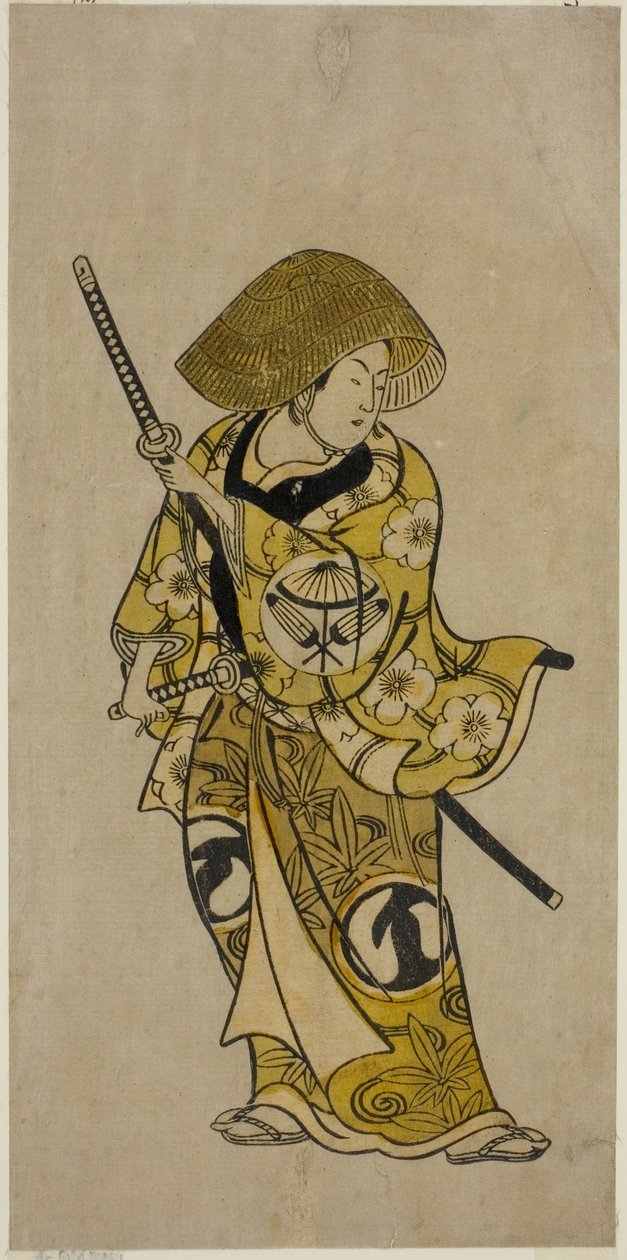 Der Schauspieler Sawamura Kamesaburo als Nagoya Kosanza im Stück "Keisei Fukubiki Nagoya," aufgeführt im Nakamura Theater im ersten Monat, 1731 von Okumura Toshinobu