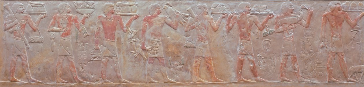 Relief einer Prozession von Opferträgern aus dem Grab von Ny-Ank-Nesut, 2575-2134 v. Chr. von Old Kingdom Egyptian
