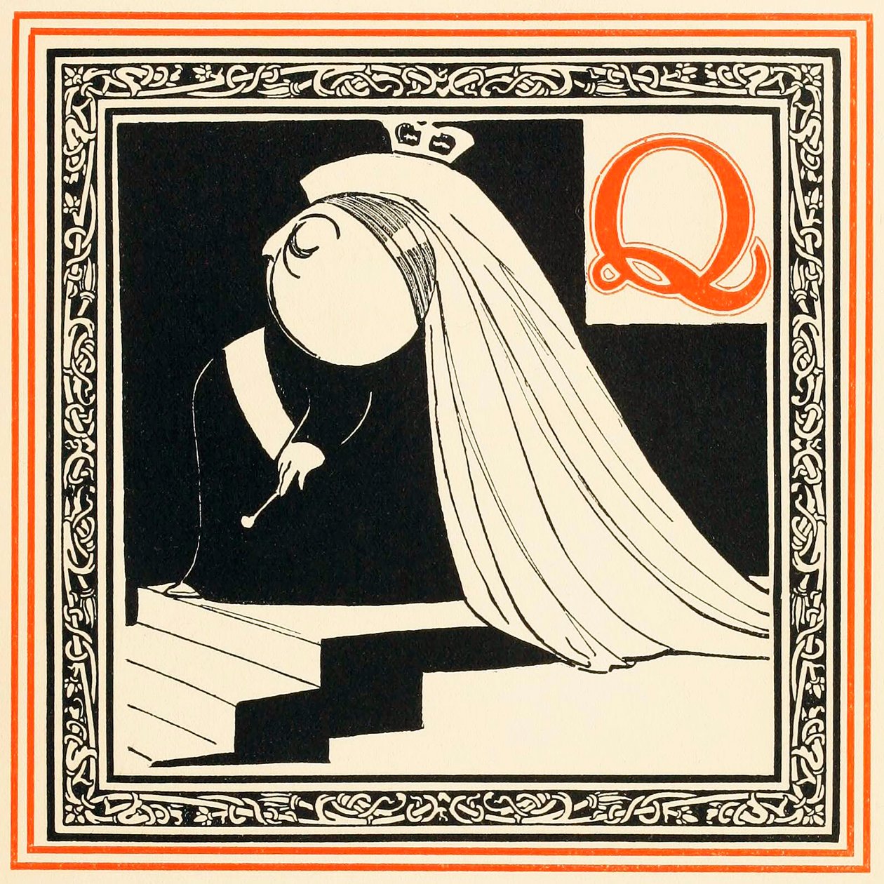 Q ist die Königin, so edel und frei, aus Ein Alphabet der Berühmtheiten, veröffentlicht 1899 von Oliver Hereford