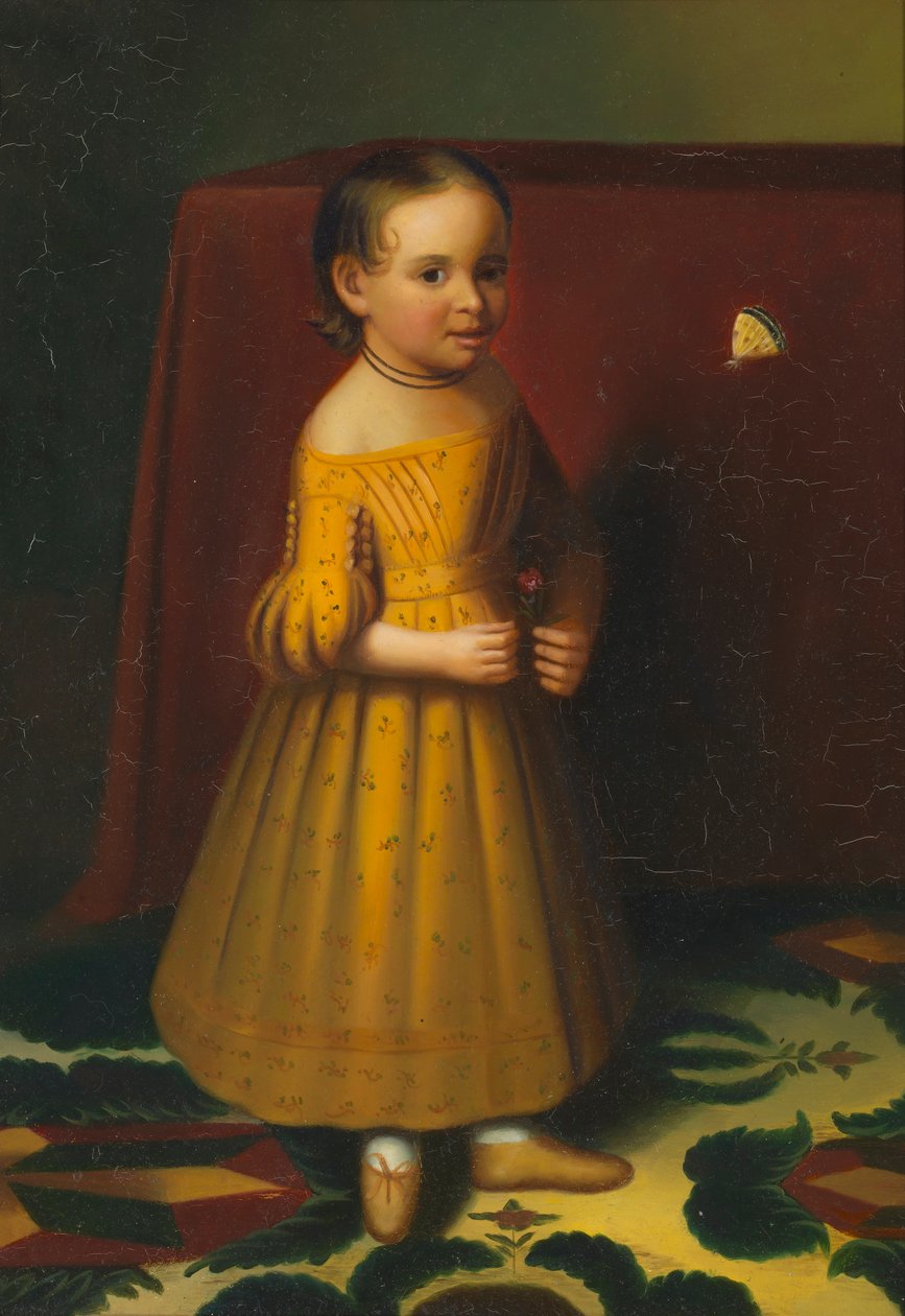 Porträt eines jungen Mädchens mit Rose und Schmetterling von Oliver Tarbell Eddy