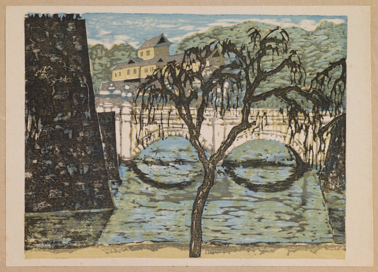 Nijūbashi, aus der Serie „Erinnerungen an Tokio“ von Onchi Kôshirô