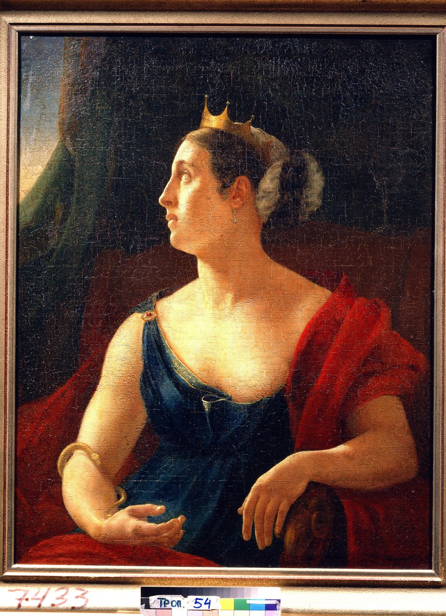 Porträt der Schauspielerin Ekaterina Semyonova als Klytaimnestra in Euripides