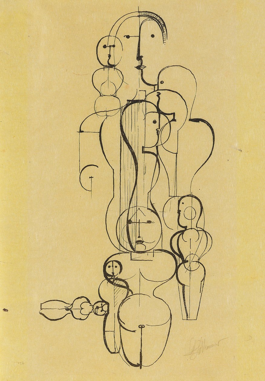 Konzentrische Gruppe: Figurenplan K1 von Oskar Schlemmer