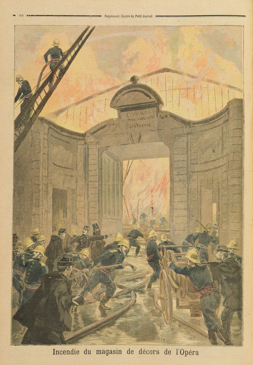 Feuer im Szenendock der Oper von Paris, aus 