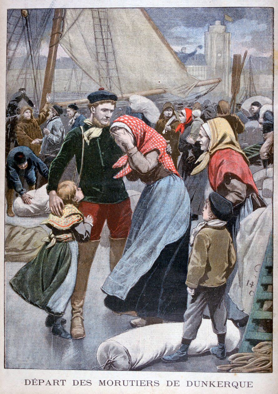 Abfahrt der Kabeljaufangboote aus Dünkirchen, 1900 von Oswaldo Tofani