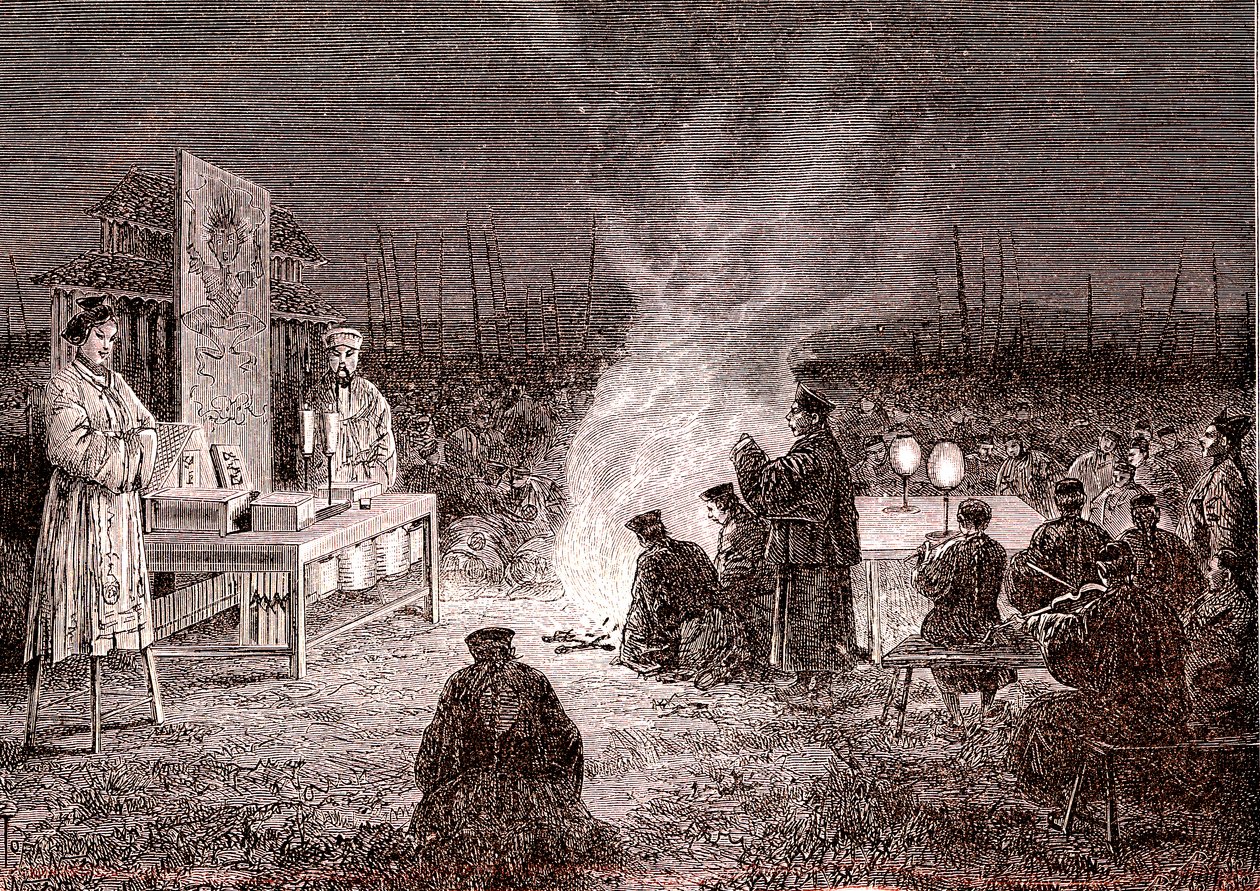 Beerdigungszeremonie in Sou-Tcheou, China, 1874 von Oswaldo Tofani