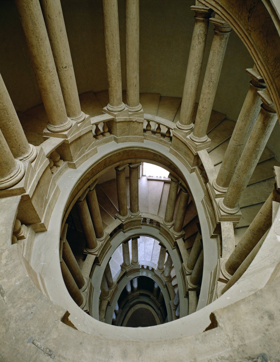 Das Palazzetto (Kleiner Palast), Detail der Wendeltreppe von oben gesehen, 1589 von Ottaviano Mascherino