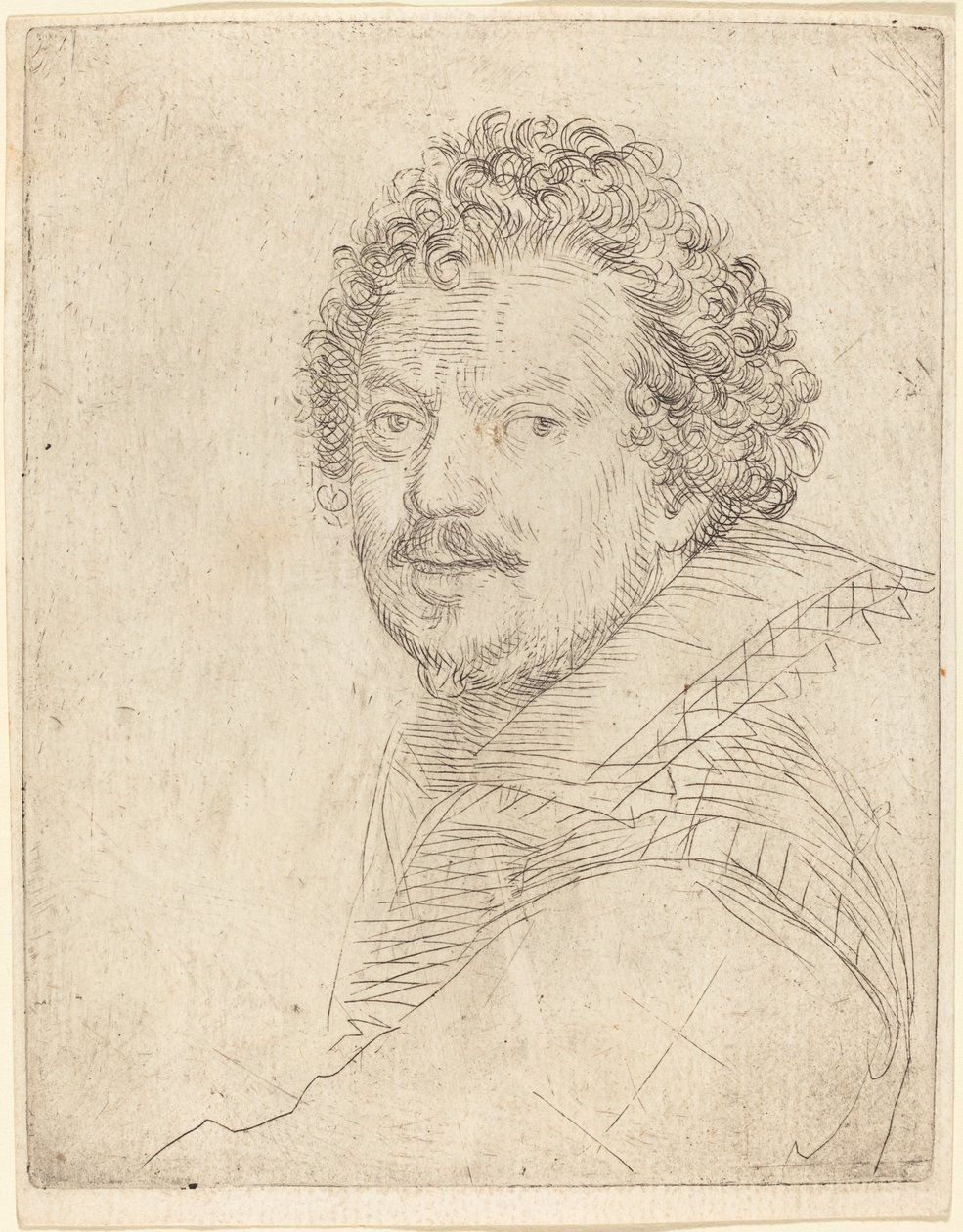Ein Mann mit Schnurrbart und Spitzbart, nach vorne blickend von Ottavio Leoni
