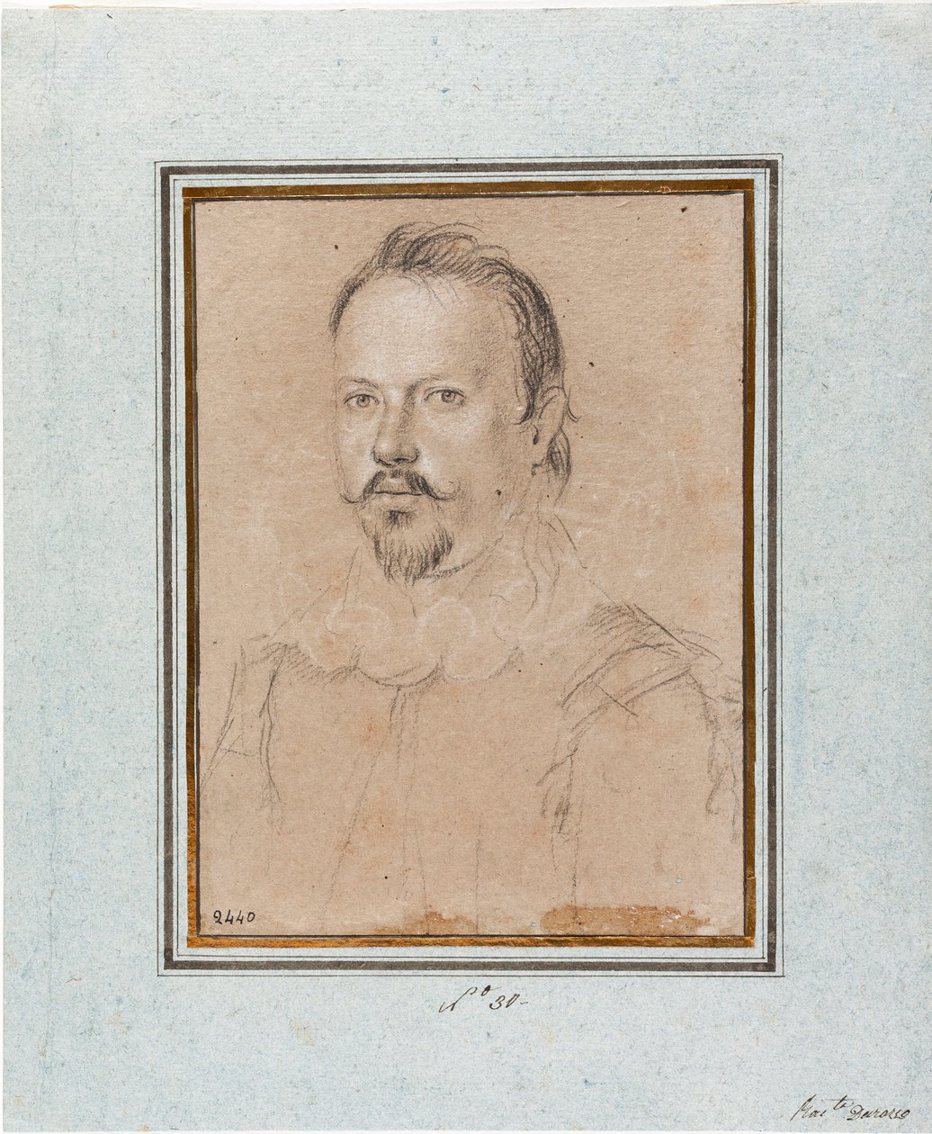 Porträt von Vincenzo I. Gonzaga, Herzog von Mantua (1562-1612). Zeichnung von Ottavio Leoni (1578-1630). Genua, Musei di Strada Nuova, Inv. 2440 von Ottavio Mario Leoni