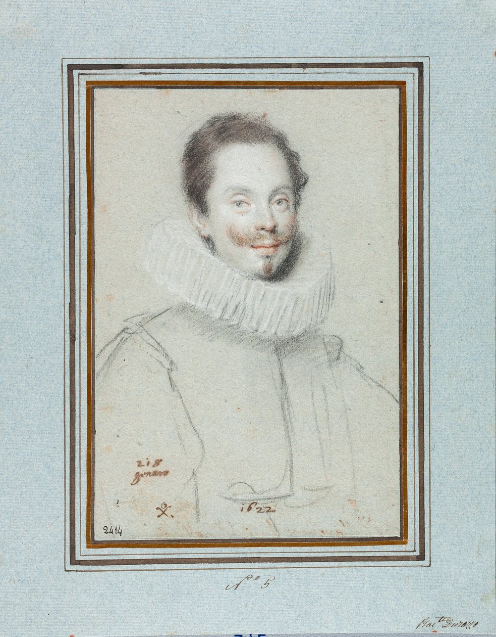 Porträt des Marquis Paris Pinelli. Zeichnung von Ottavio Leoni, 17. Jahrhundert, Genua, Musei di Strada Nuova, Fondo Disegni, inv 2414 von Ottavio Mario Leoni