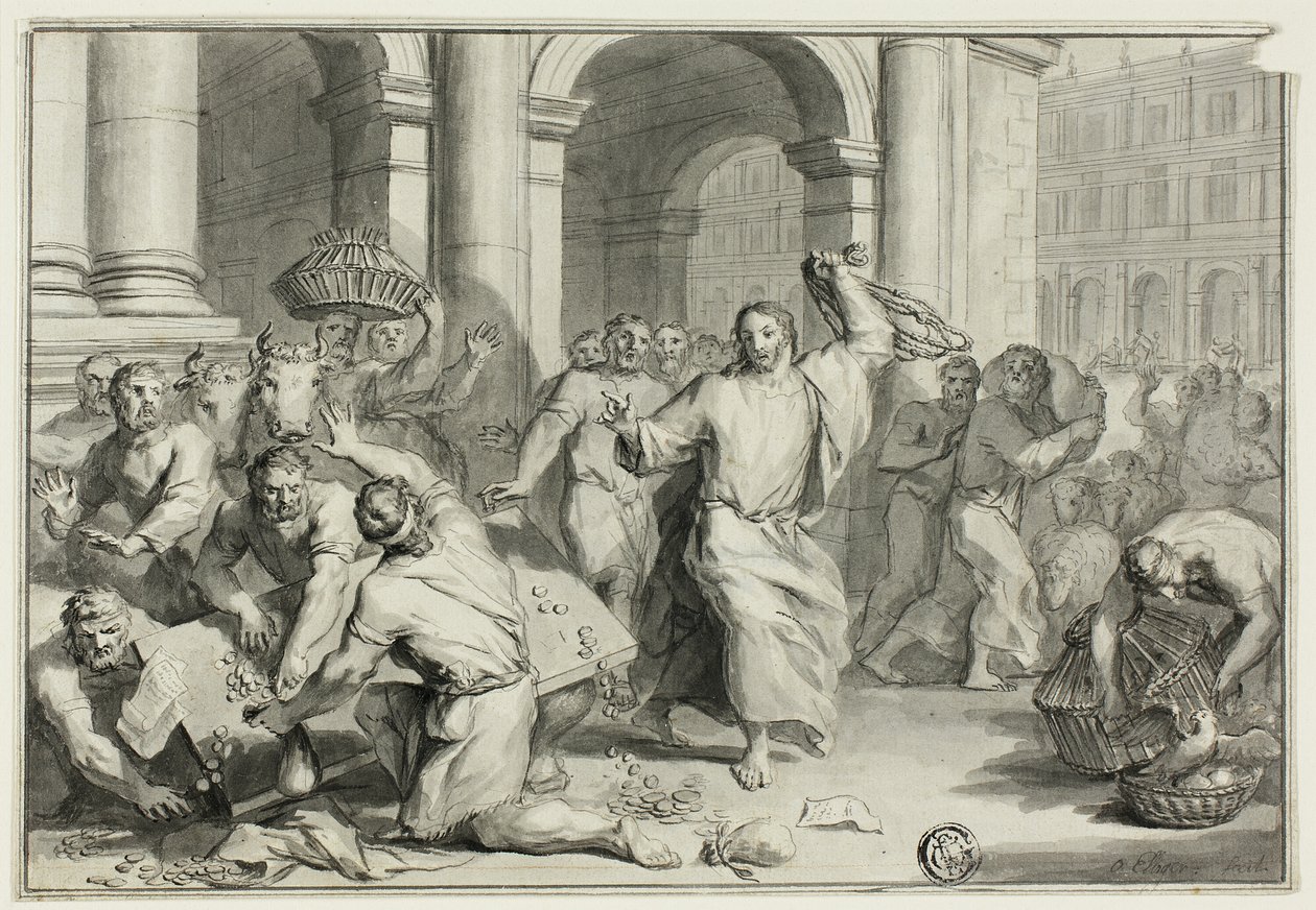 Christus vertreibt die Geldwechsler aus dem Tempel von Ottmar Elliger the Younger