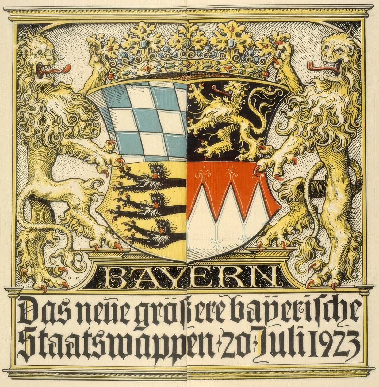 Das neue größere bayerische Staatswappen, 20. Juli 1923 von Otto Hupp