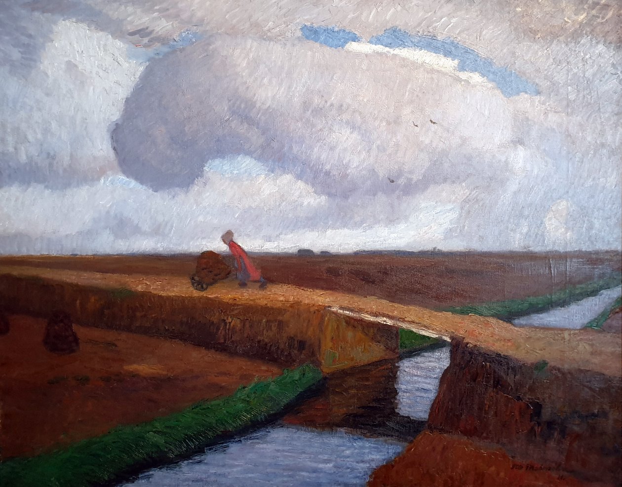 Herbstlandschaft an der Nordseeküste mit Kanal von Otto Modersohn
