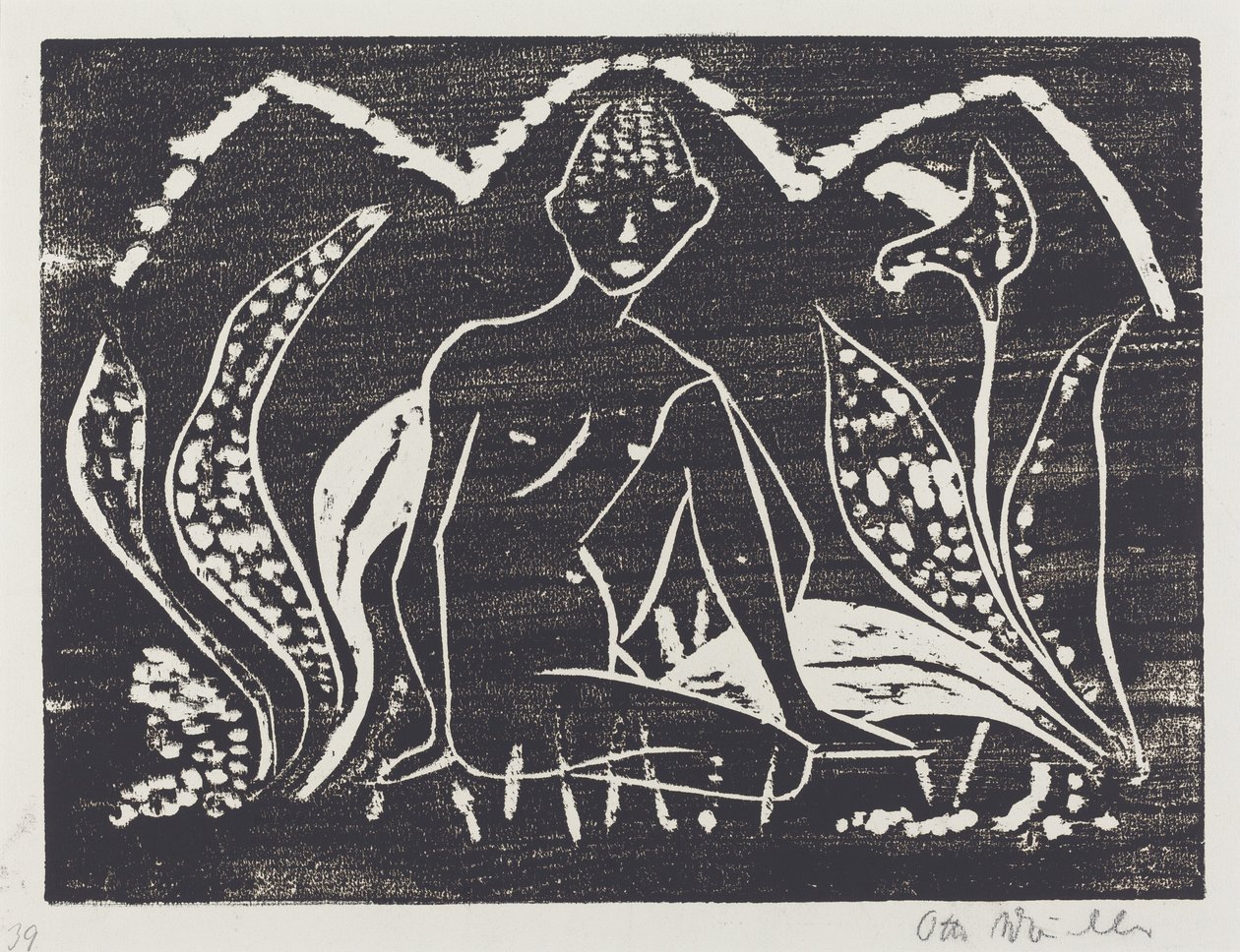 Nackte Figur eines Jungen in einer Landschaft von Otto Müller