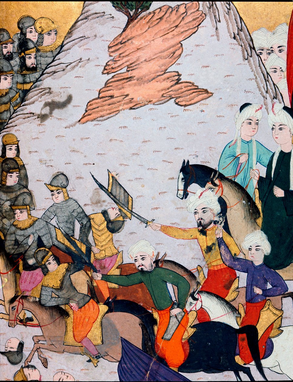 Osmanisches Reich: Zusammenstöße zwischen der Armee von Sultan Bayezid I. und der französisch-ungarischen Allianz während der Schlacht von Nikopolis am 25.09.1396 von Ottoman School