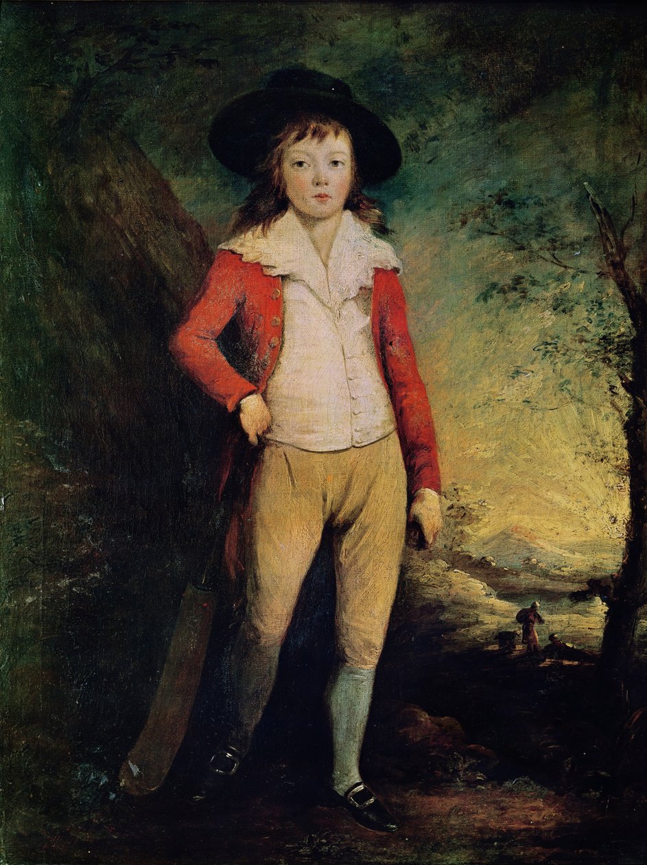 Porträt von William Seward mit einem Kricket-Schläger, um 1788-91 von Ozias Humphry