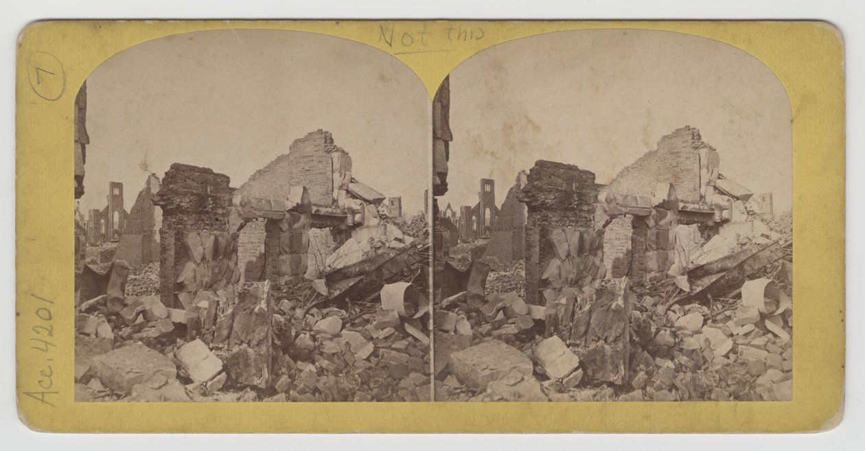 Stereographische Ansicht des Terrace Block an der Michigan Avenue nach dem Chicagoer Feuer von P.B. Greene