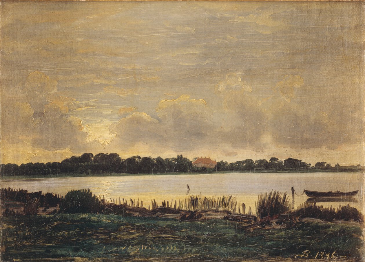 Blick über den Præstø-Fjord zum Gutshof Nysø von P.C. Skovgaard