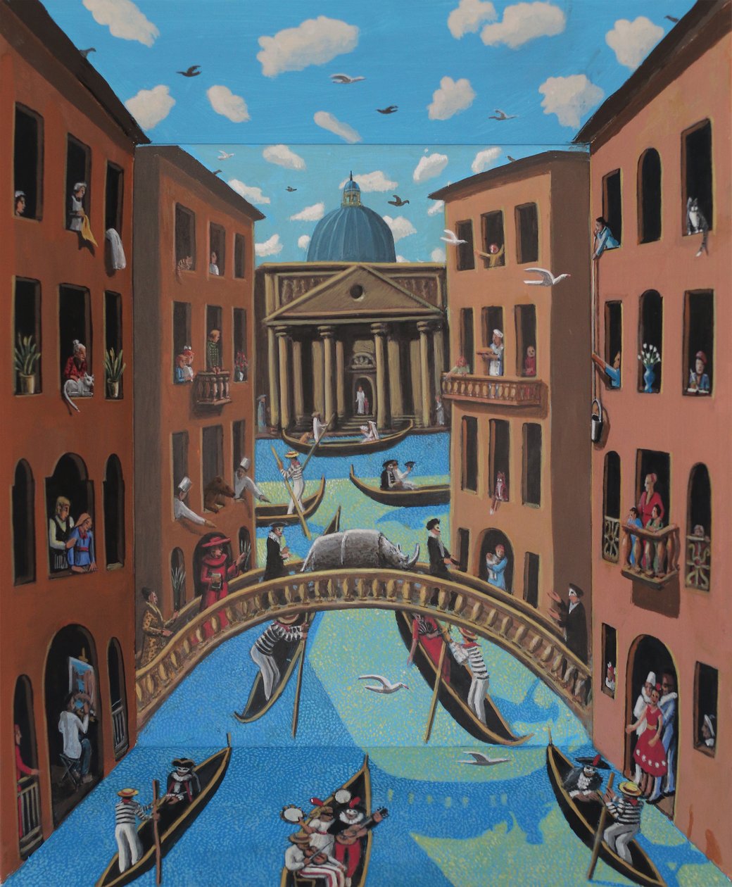 Nashorn auf der Brücke, 2025 von PJ Crook