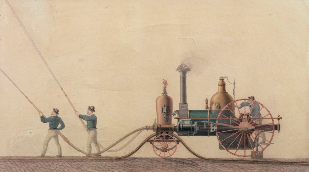 Die erste Dampffeuerspritze, die 1841 in den Vereinigten Staaten verwendet wurde von P.R. Hodge