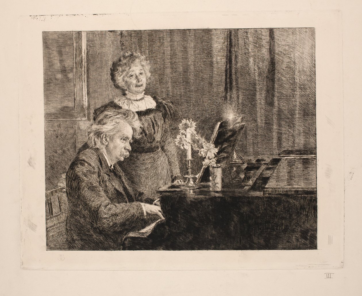 Edvard und Nina Grieg am Klavier von Peder Severin Krøyer