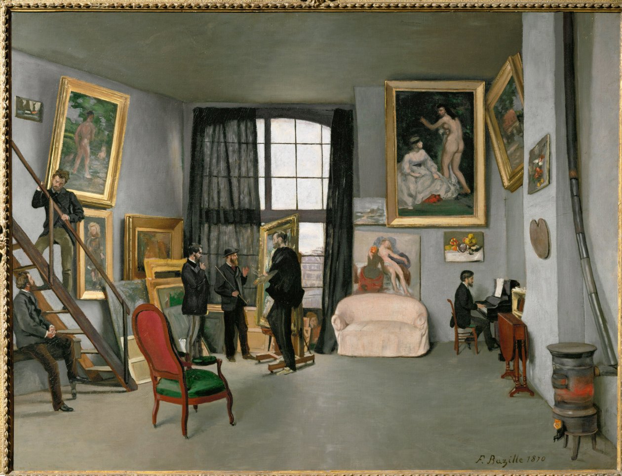 Das Atelier des Malers in der Rue de La Condamine von P. A. and Bazille Frederic (1841-70) Renoir